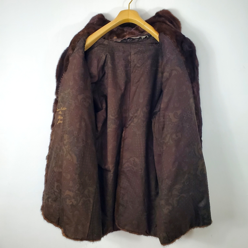 Vintage Brown Mink Real Fur Winter Short Coat - Picture 12 of 14